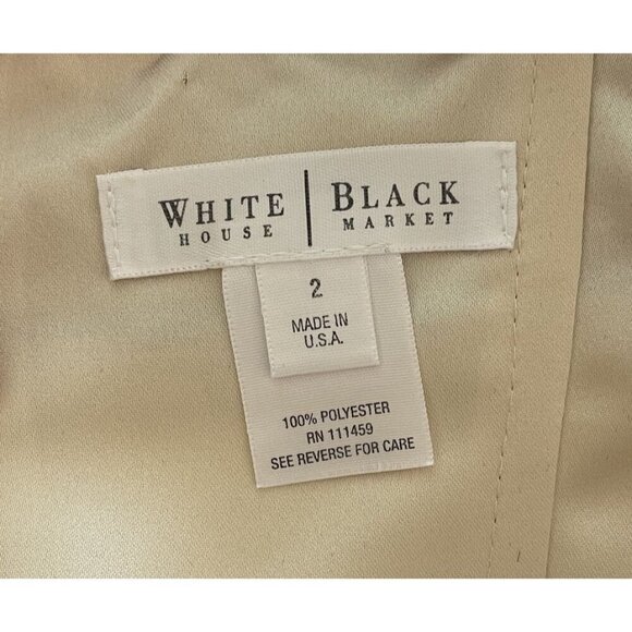 WHBM Dress Strapless Size 2 Mini Champagne Rockabilly Black Satin Belted Y2K - Picture 7 of 7